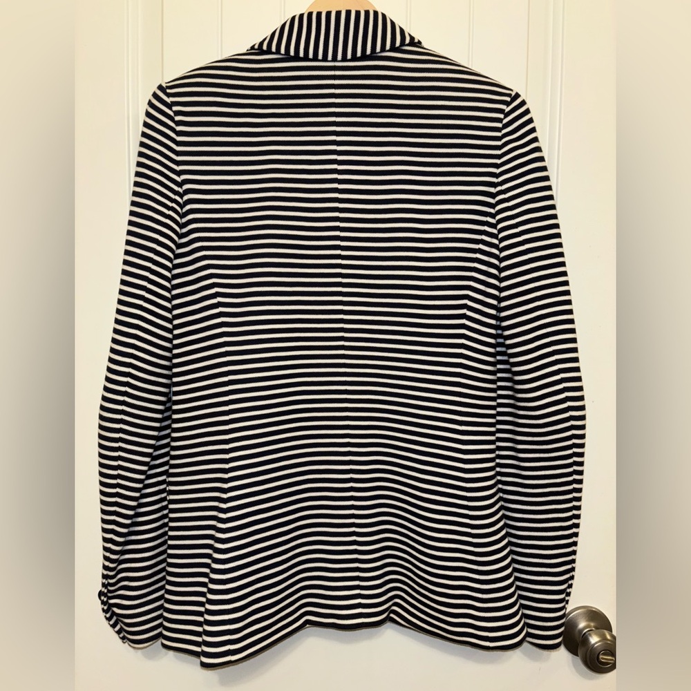 Lauren Ralph Lauren Blue & White Striped Cotton Blend Blazer Medium - Picture 8 of 10